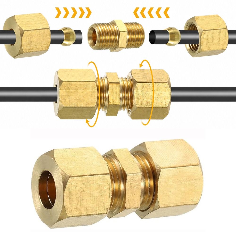 Compression Fitting Brass - ข้อต่อท่อทองเหลืองแบบอัด ขนาด 4 5 6 8